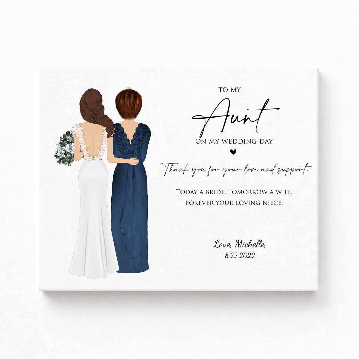 Custom Aunt of the Bride Portrait | Wedding Day Gift for Aunt