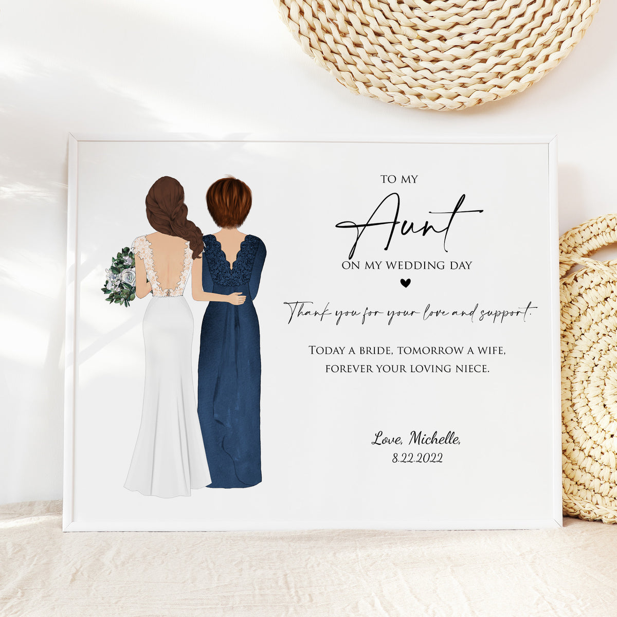 Custom Aunt of the Bride Portrait | Wedding Day Gift for Aunt