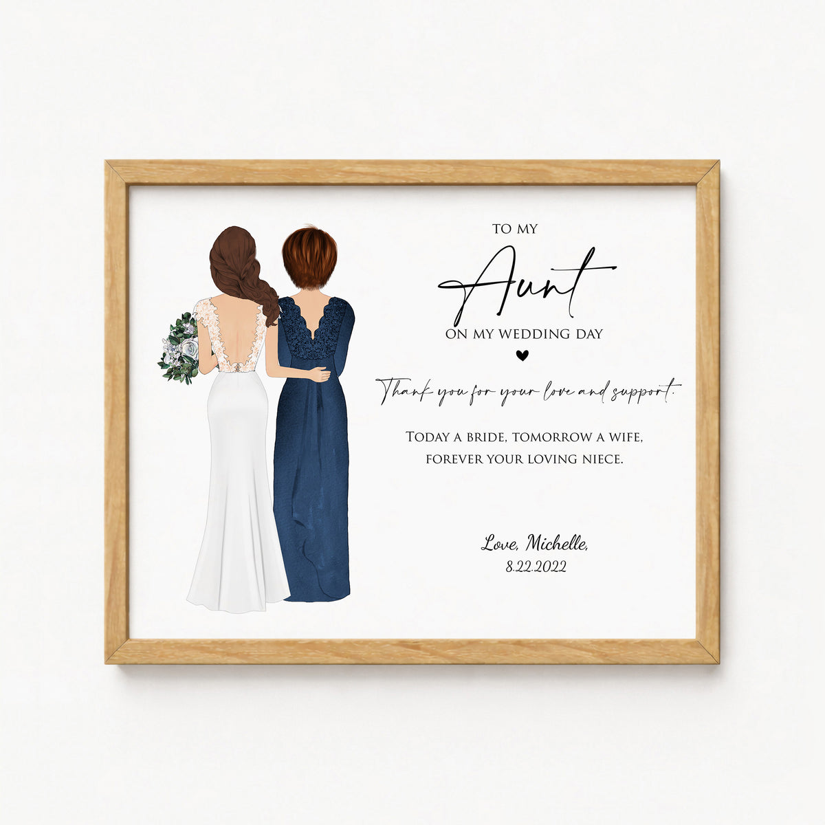 Custom Aunt of the Bride Portrait | Wedding Day Gift for Aunt