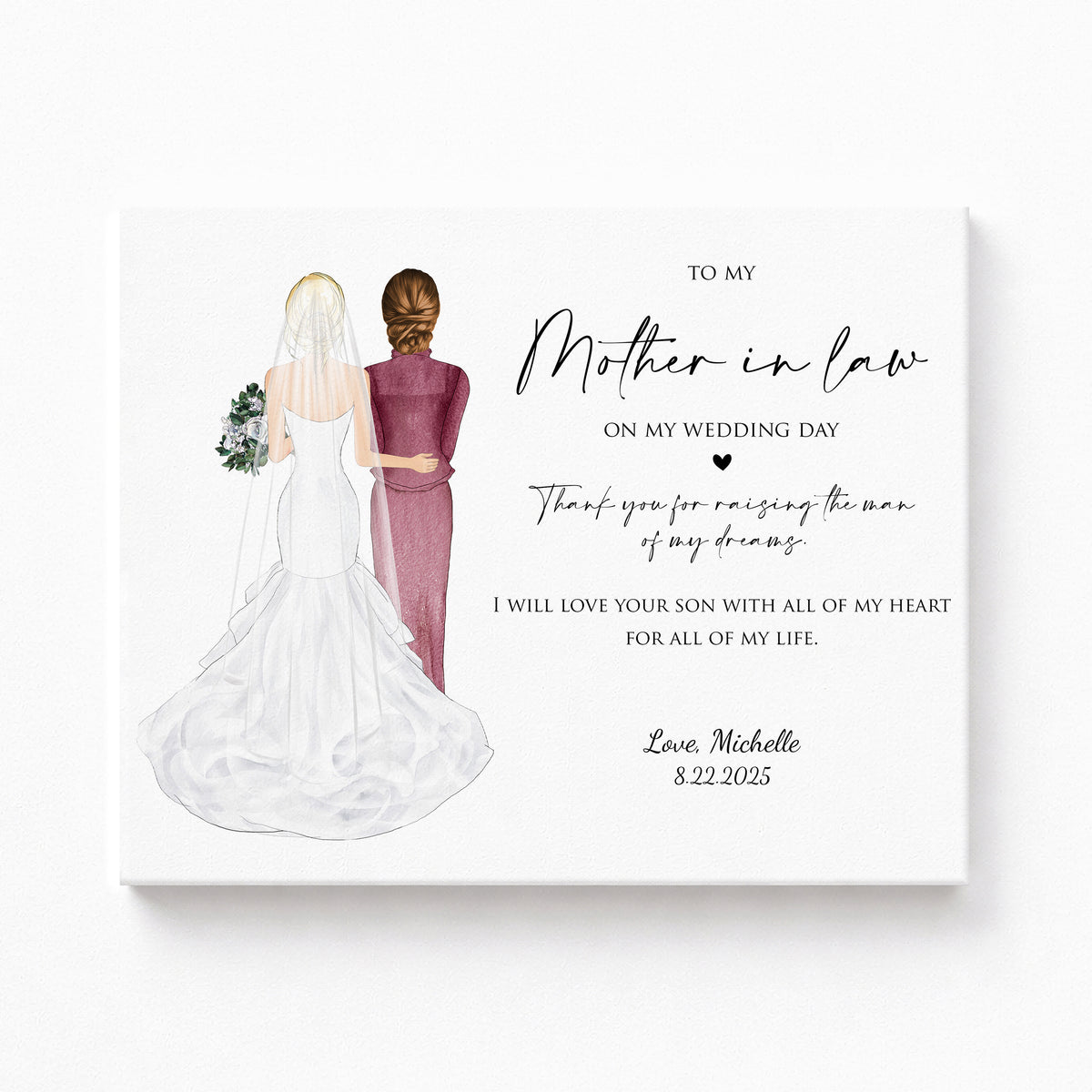 Custom Mother-in-Law Wedding Gift | Personalized Wedding Portrait