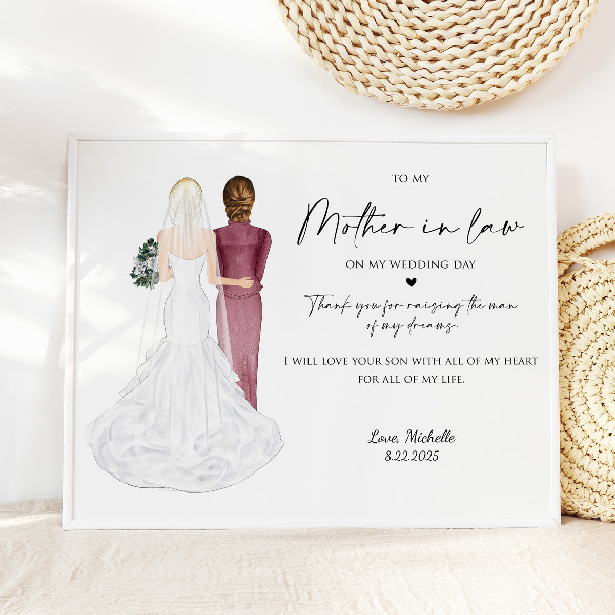 Custom Mother-in-Law Wedding Gift | Personalized Wedding Portrait