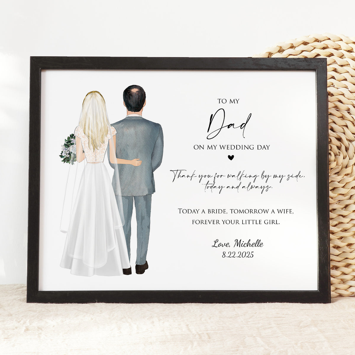 Custom Father of Bride Portrait | Personalized Wedding Day Gift