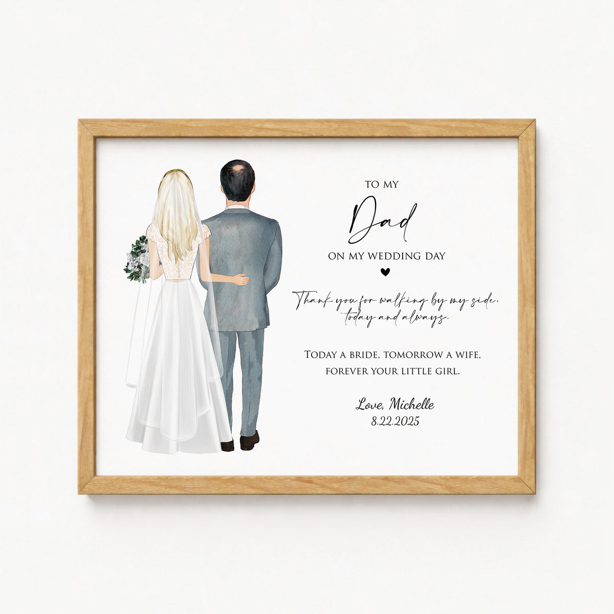 Custom Father of Bride Portrait | Personalized Wedding Day Gift