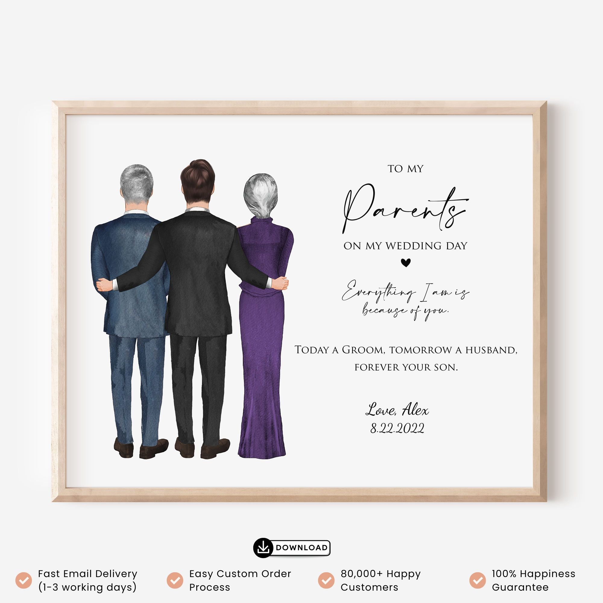 Wedding Wall Art Gift for Parents of the Groom on Wedding Day
