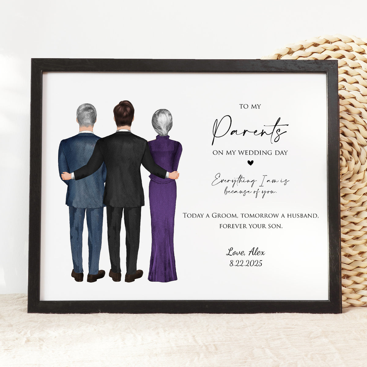 Custom Wedding Gift for Parents of the Groom | Wedding Wall Art