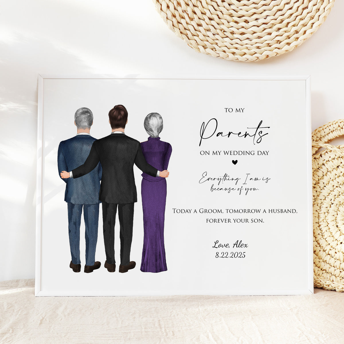 Custom Wedding Gift for Parents of the Groom | Wedding Wall Art