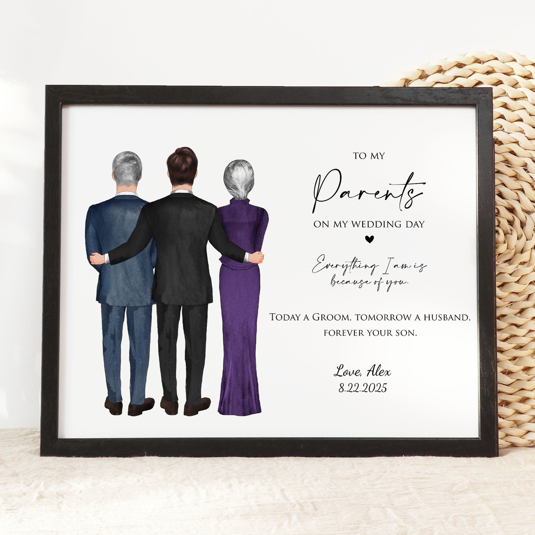 Wedding Wall Art Gift for Parents of the Groom on Wedding Day