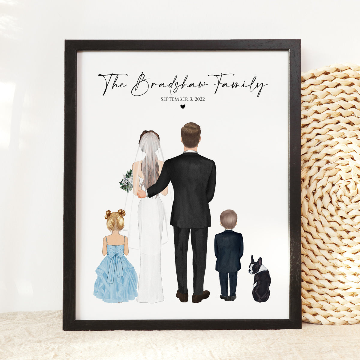 Custom Blended Family Wedding Portrait | Wedding Day Keepsake