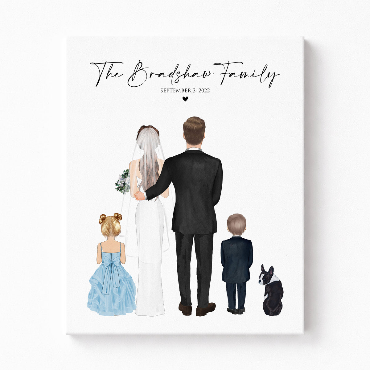 Custom Blended Family Wedding Portrait | Wedding Day Keepsake