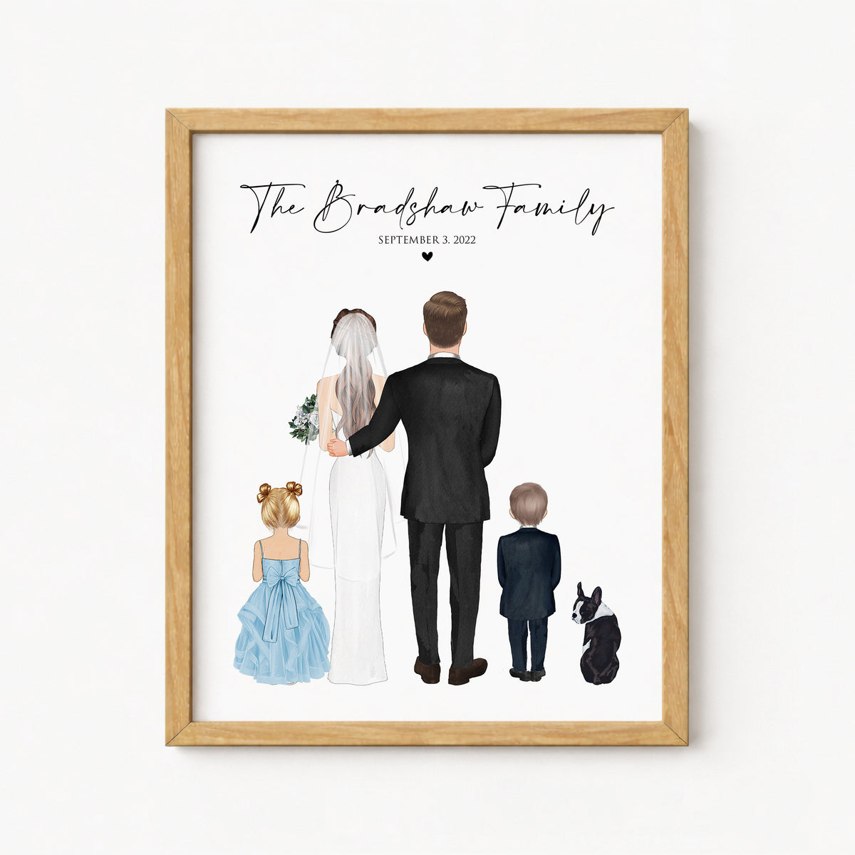 Custom Blended Family Wedding Portrait | Wedding Day Keepsake