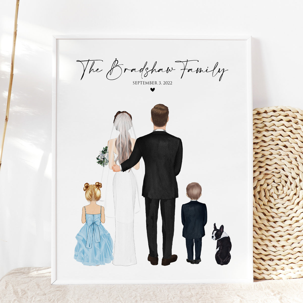 Custom Blended Family Wedding Portrait | Wedding Day Keepsake