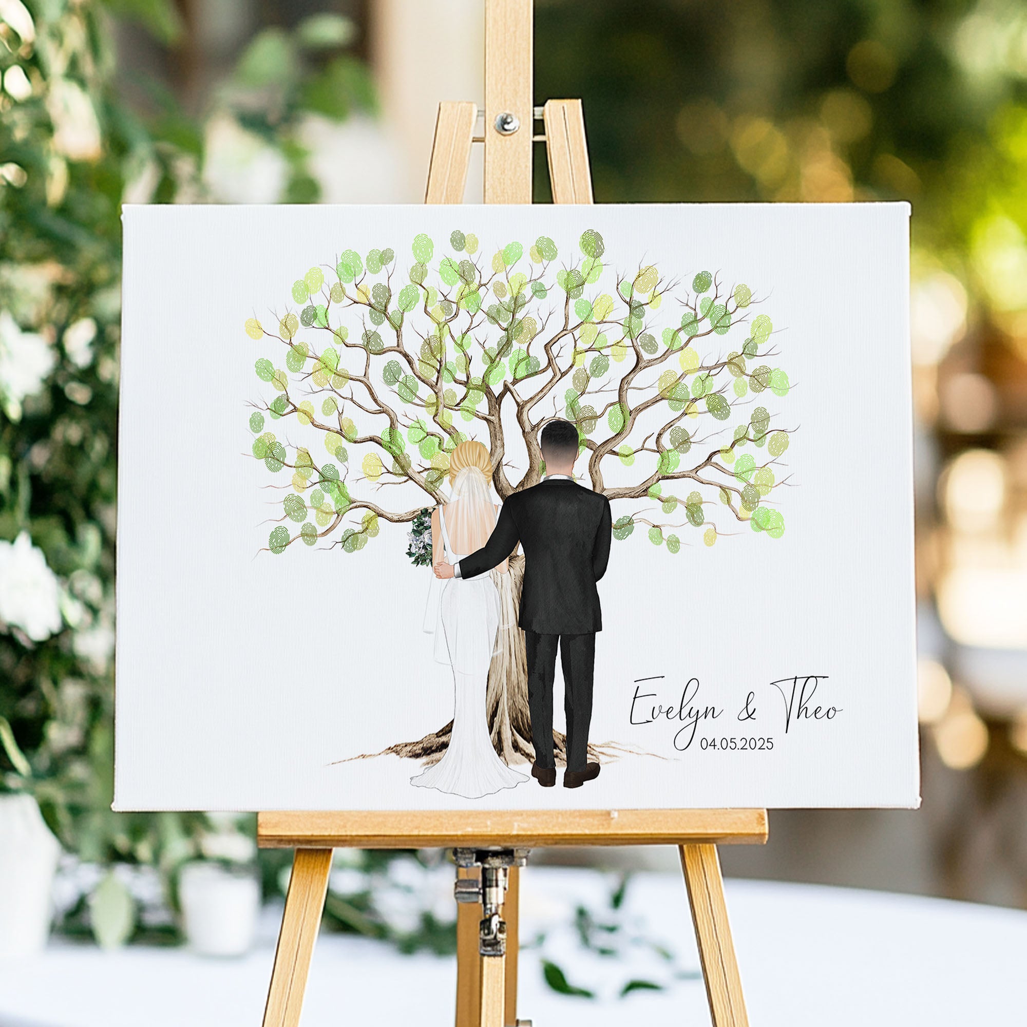 Wedding Fingerprint Tree Guest Book, Personalized Wedding Alternative Guestbook, Custom Bride&Groom Print, Wedding Keepsake, Fingerprint Art