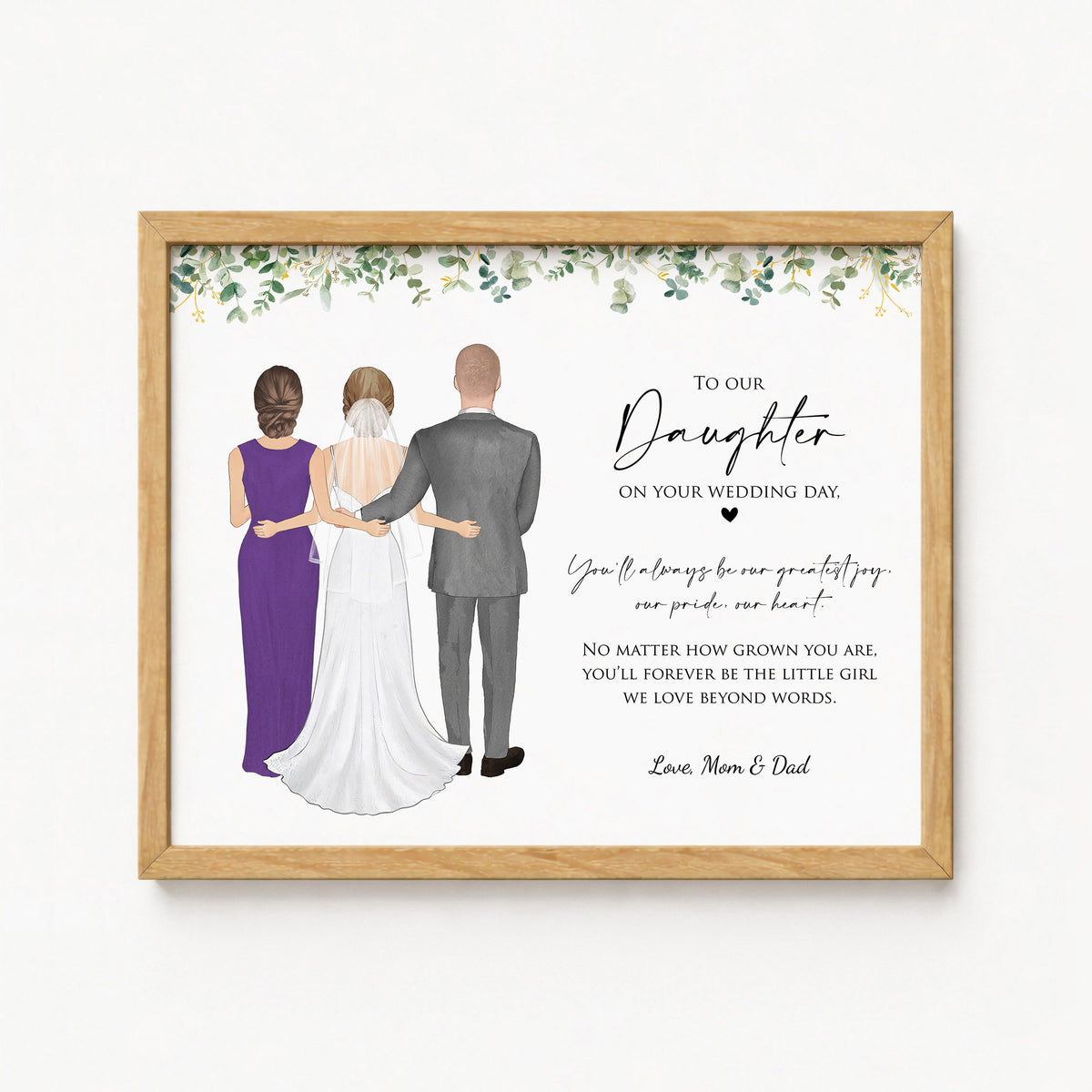 Custom Daughter Wedding Day Gift | Personalized Family Portrait