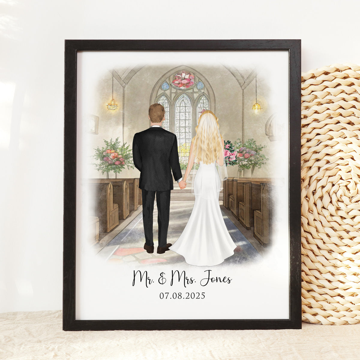 Custom Bride & Groom Watercolor Portrait | Wedding Anniversary