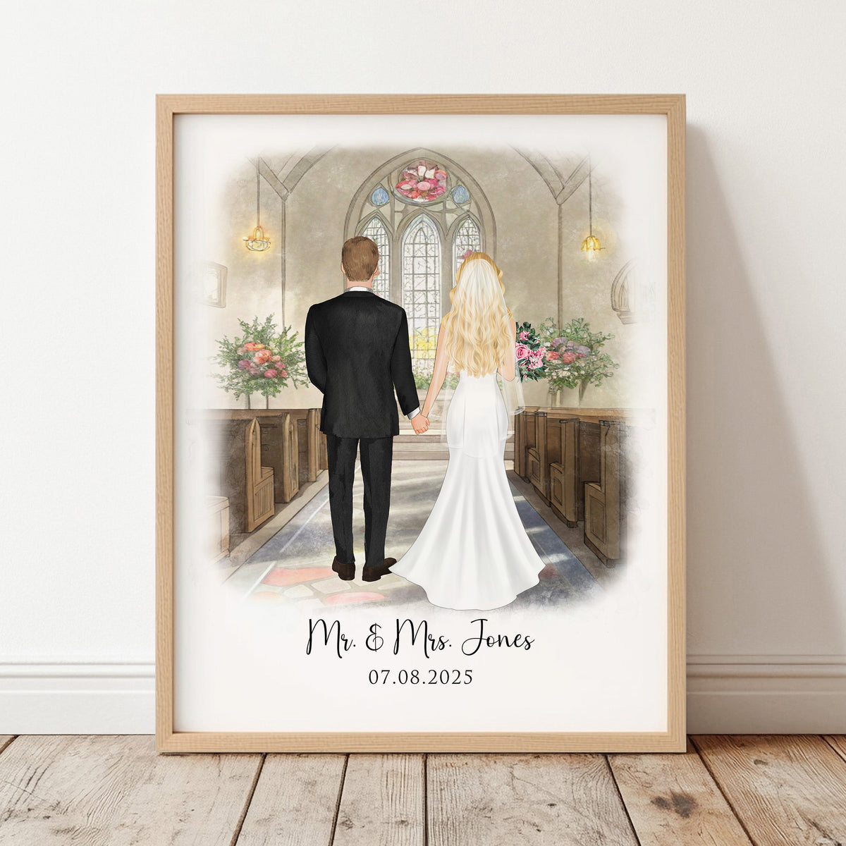 Custom Bride & Groom Watercolor Portrait | Wedding Anniversary
