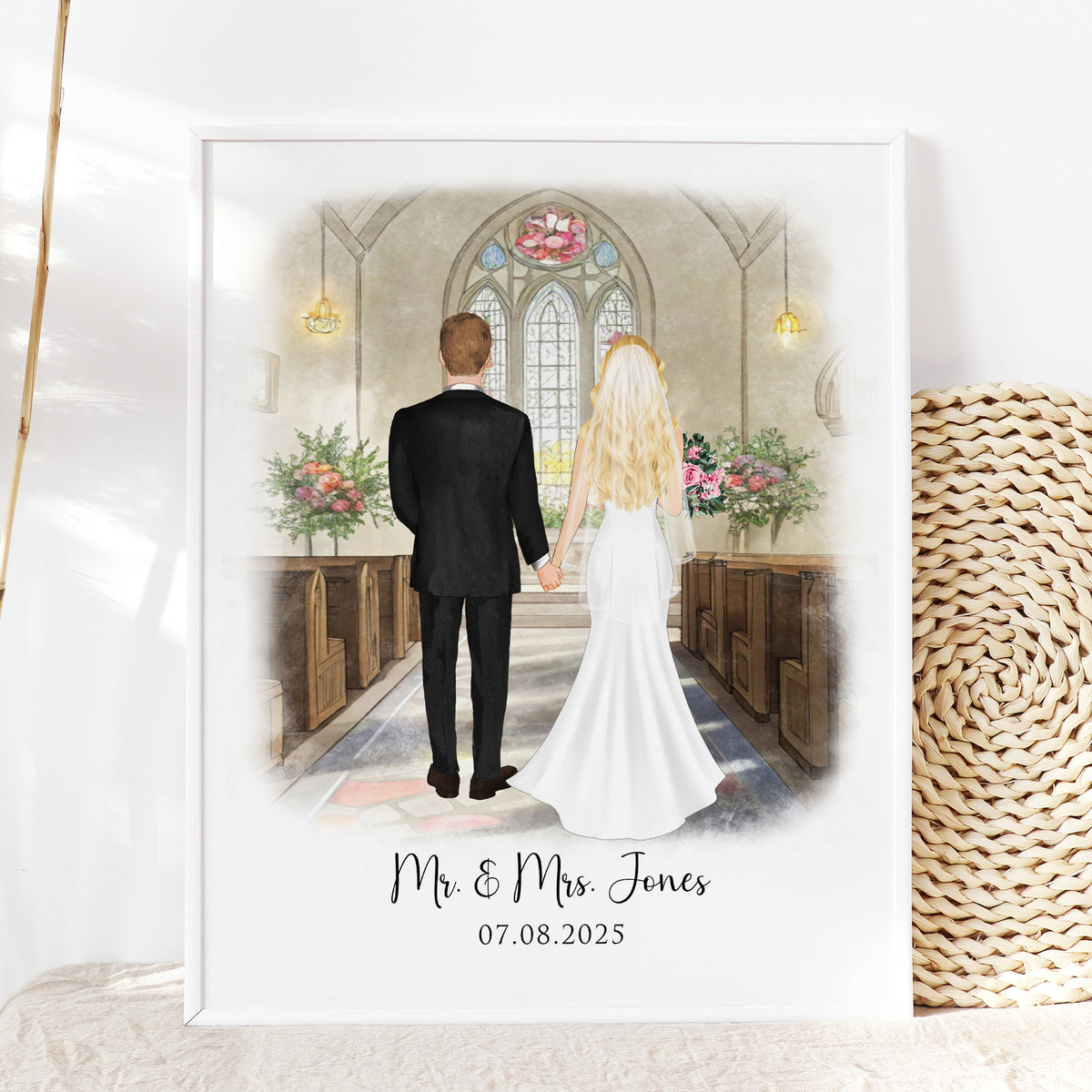 Custom Bride & Groom Watercolor Portrait | Wedding Anniversary