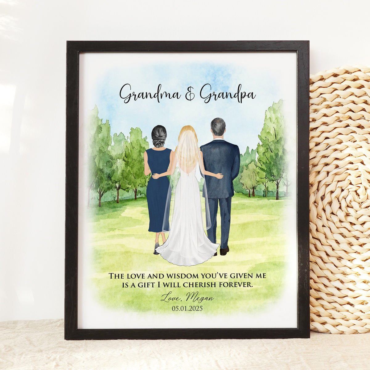 Custom Bride & Grandparents Wedding Portrait | Wedding Thank You
