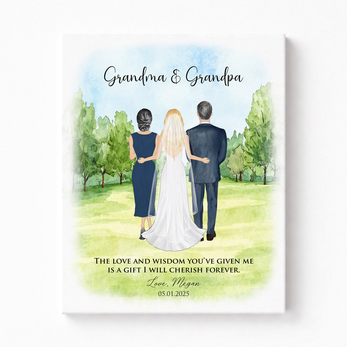 Custom Bride & Grandparents Wedding Portrait | Wedding Thank You