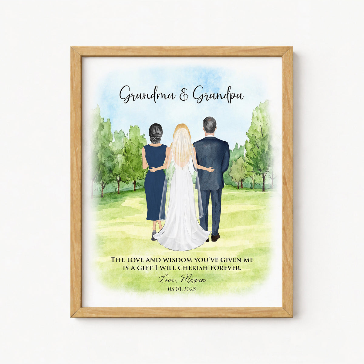 Custom Bride & Grandparents Wedding Portrait | Wedding Thank You