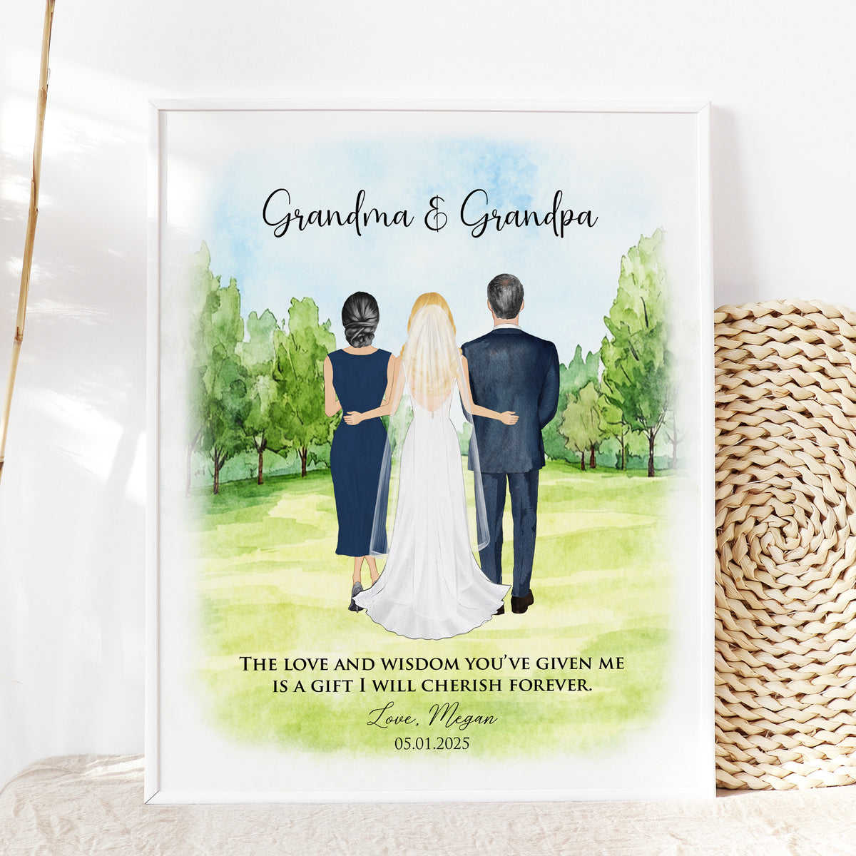 Custom Bride & Grandparents Wedding Portrait | Wedding Thank You