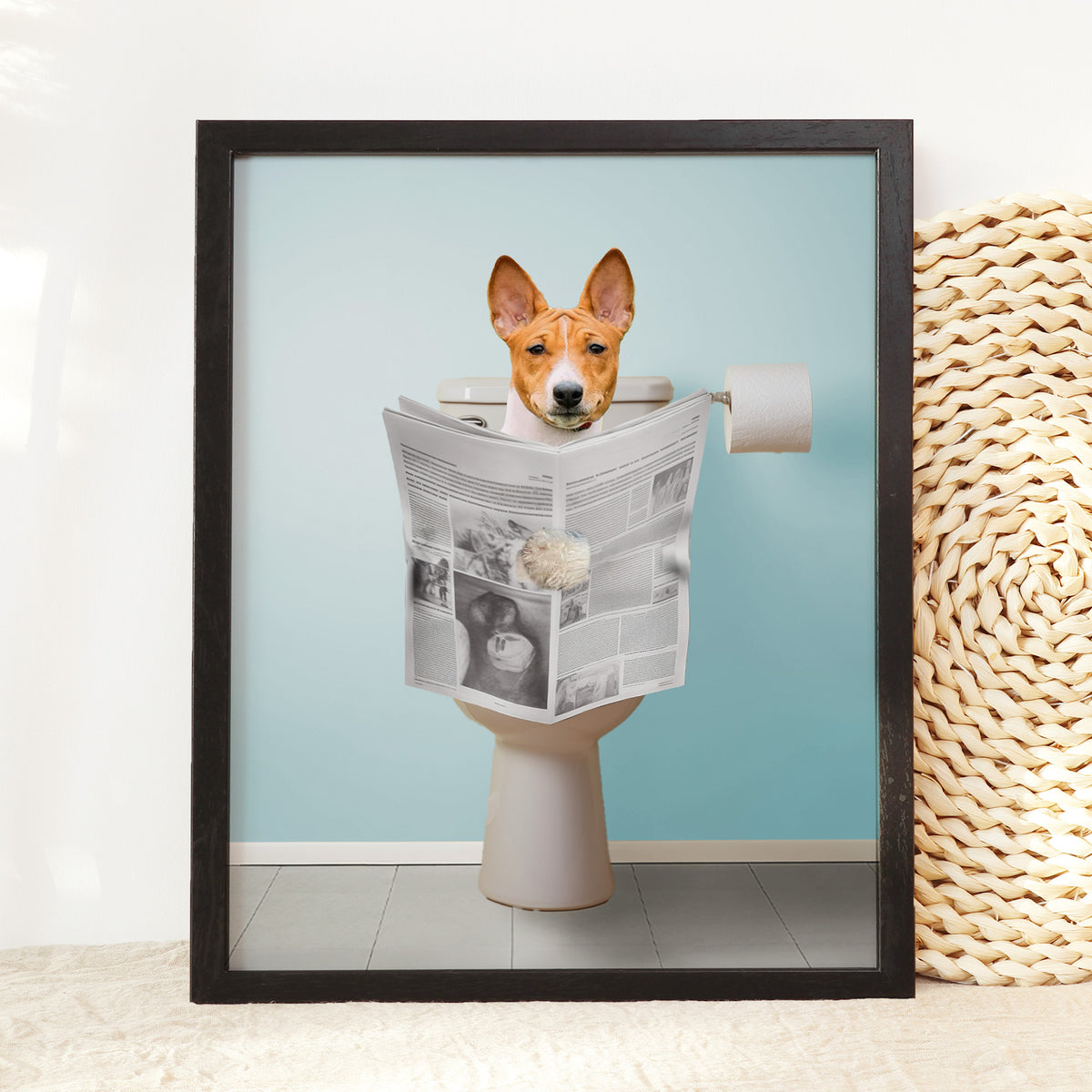 Custom Dog in Toilet Portrait | Funny Pet Photo Wall Art Gift