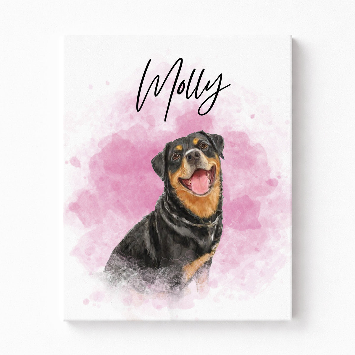 Custom Pet Portrait with Name | Dog Cat Painting from Photo