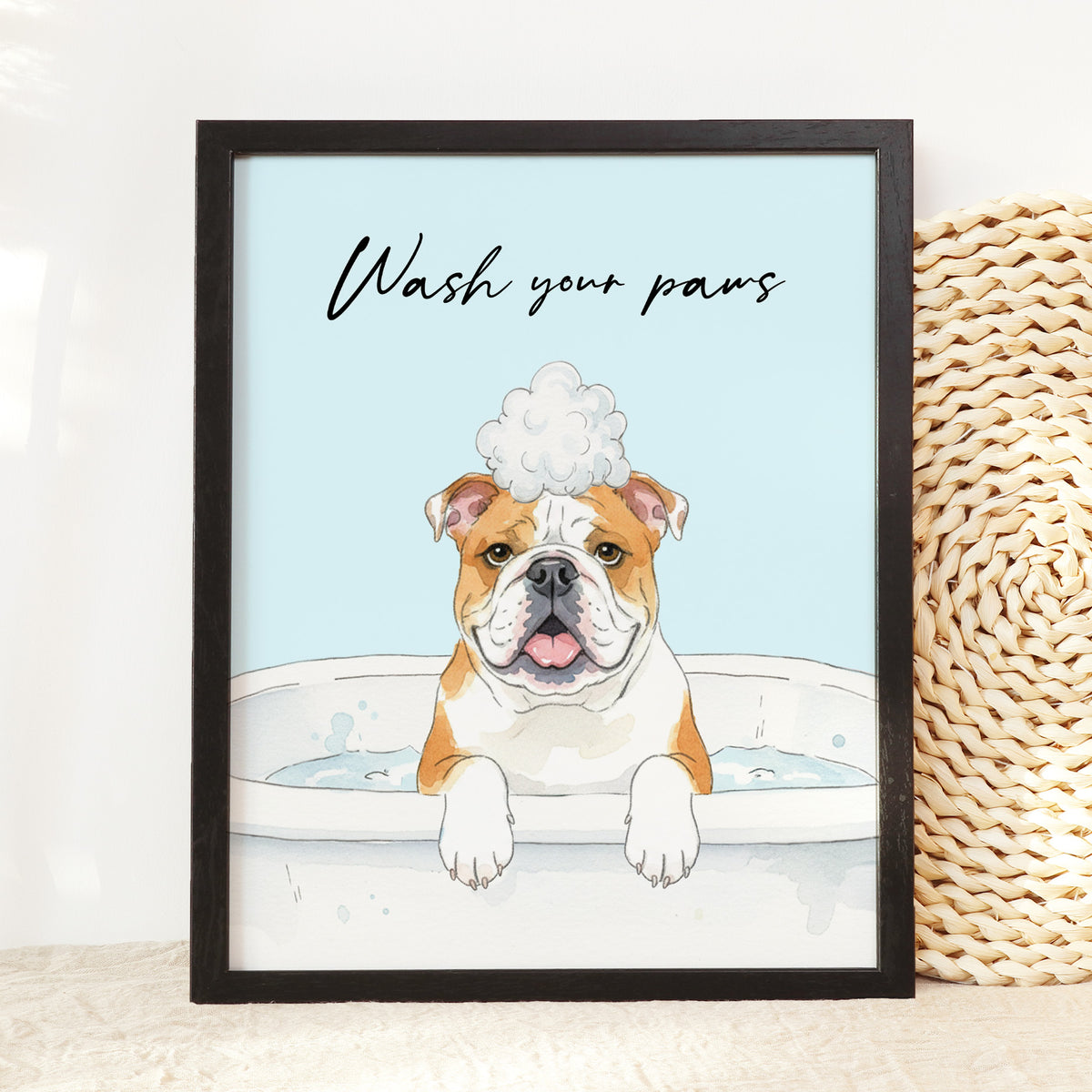 Custom Pet in Bathtub Watercolor Portrait | Funny Pet Art Gift