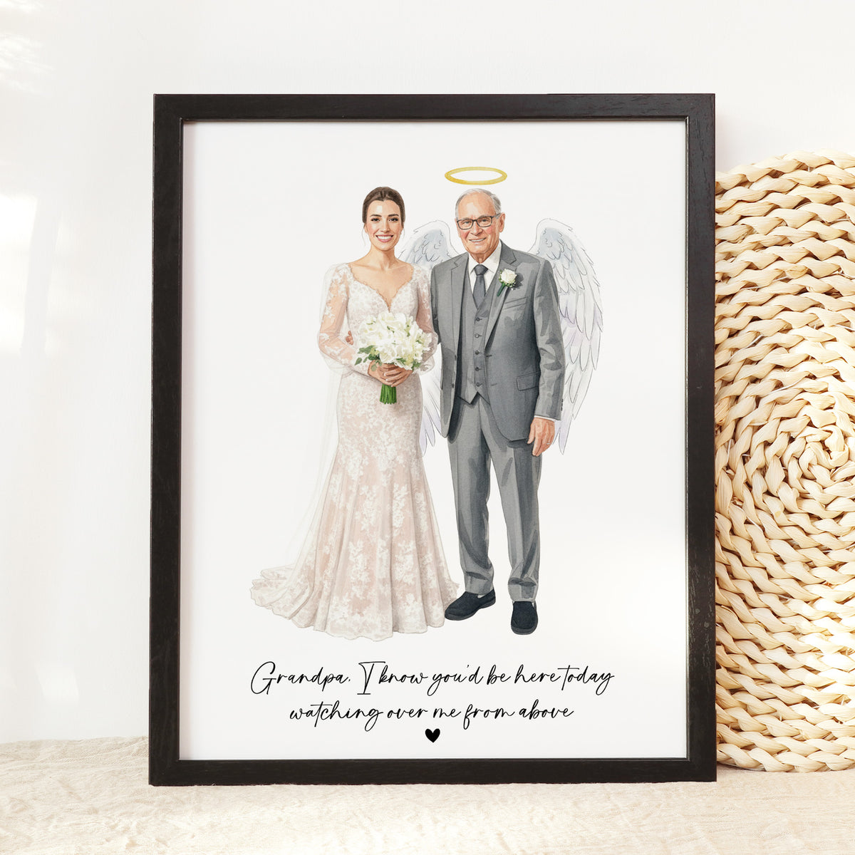 Custom Memorial Wedding Portrait | Angel Grandpa for Bride