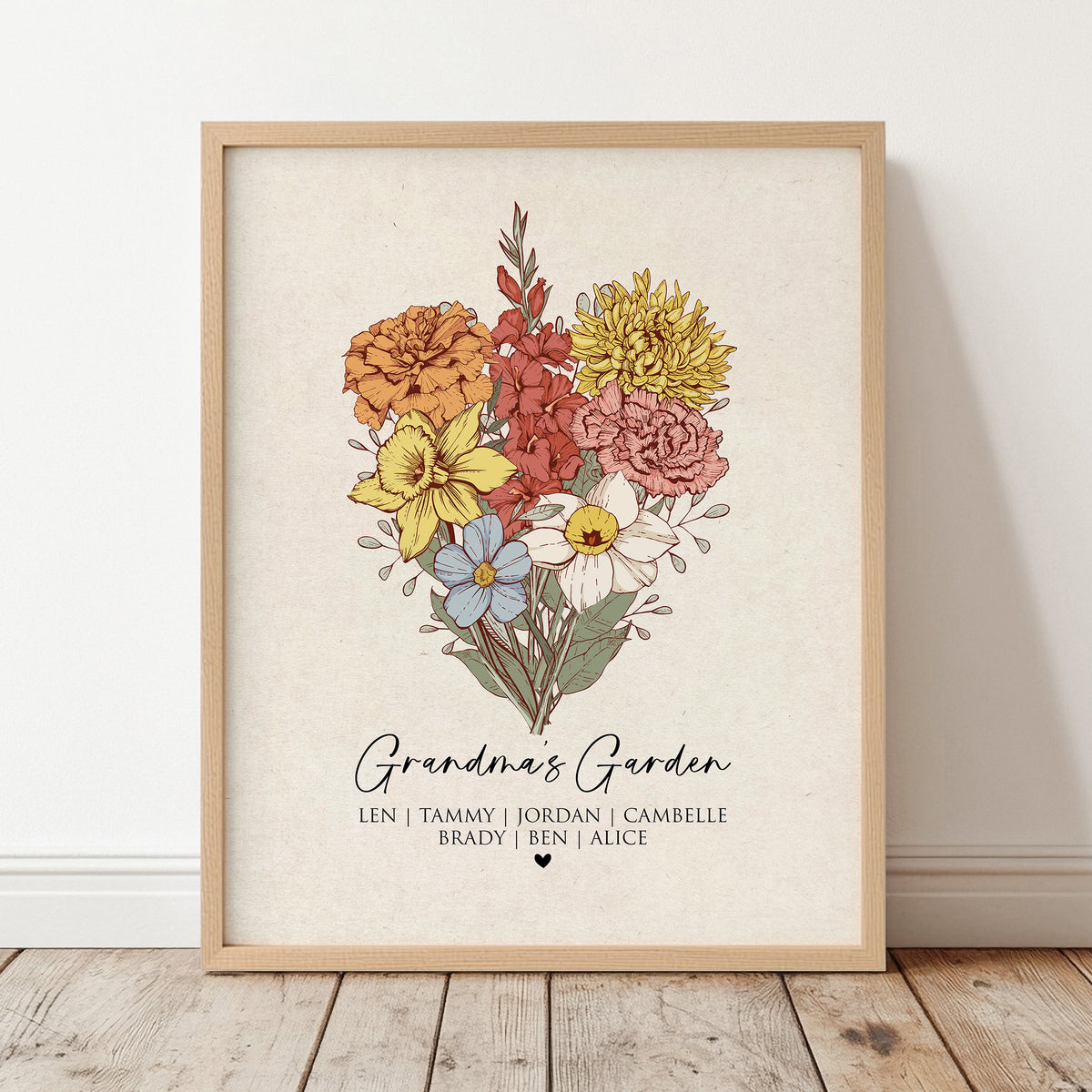 Grandma's Garden Birth Flower Bouquet | Personalized Gift
