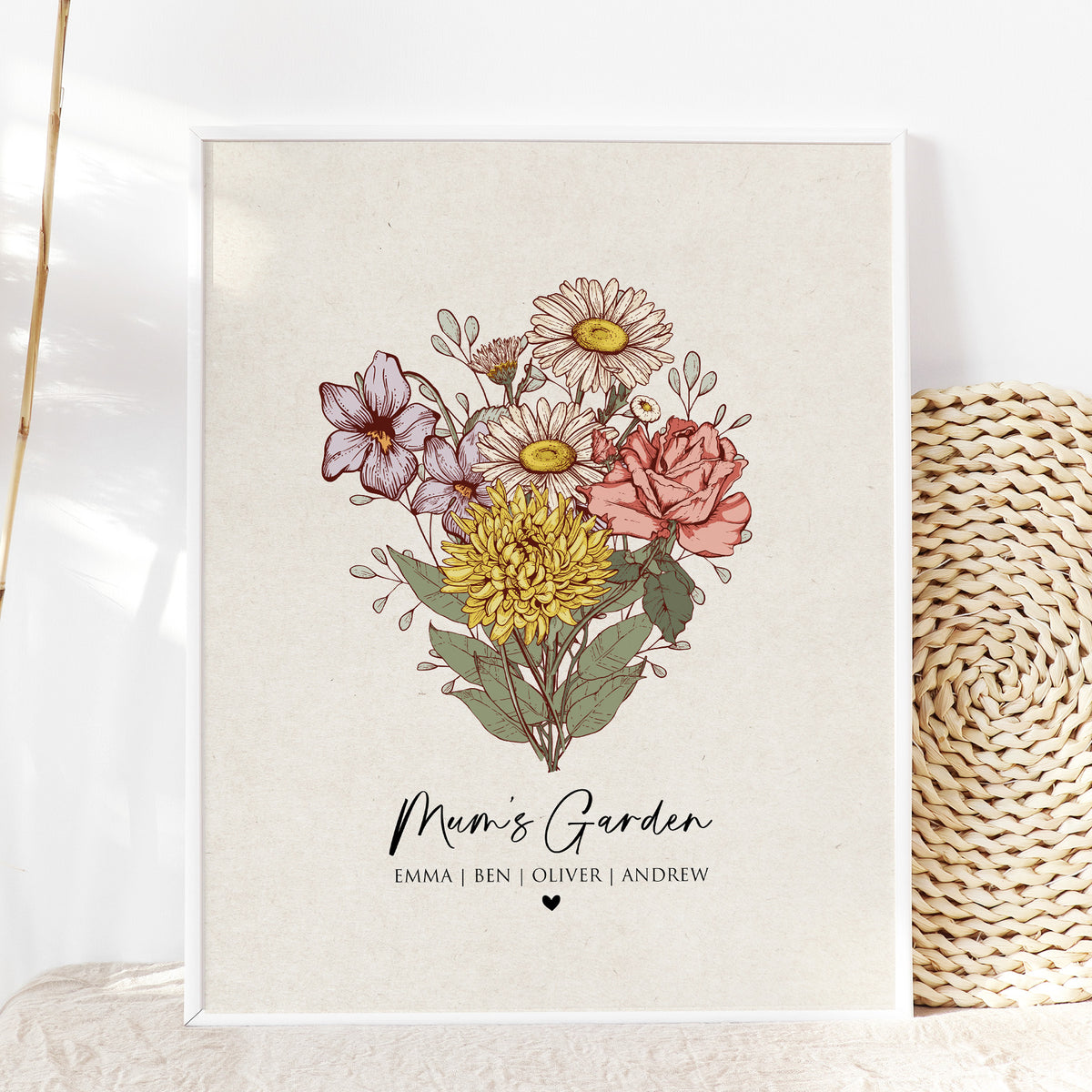 Mom's Garden Birth Flower Print | Personalized Gift for Mom