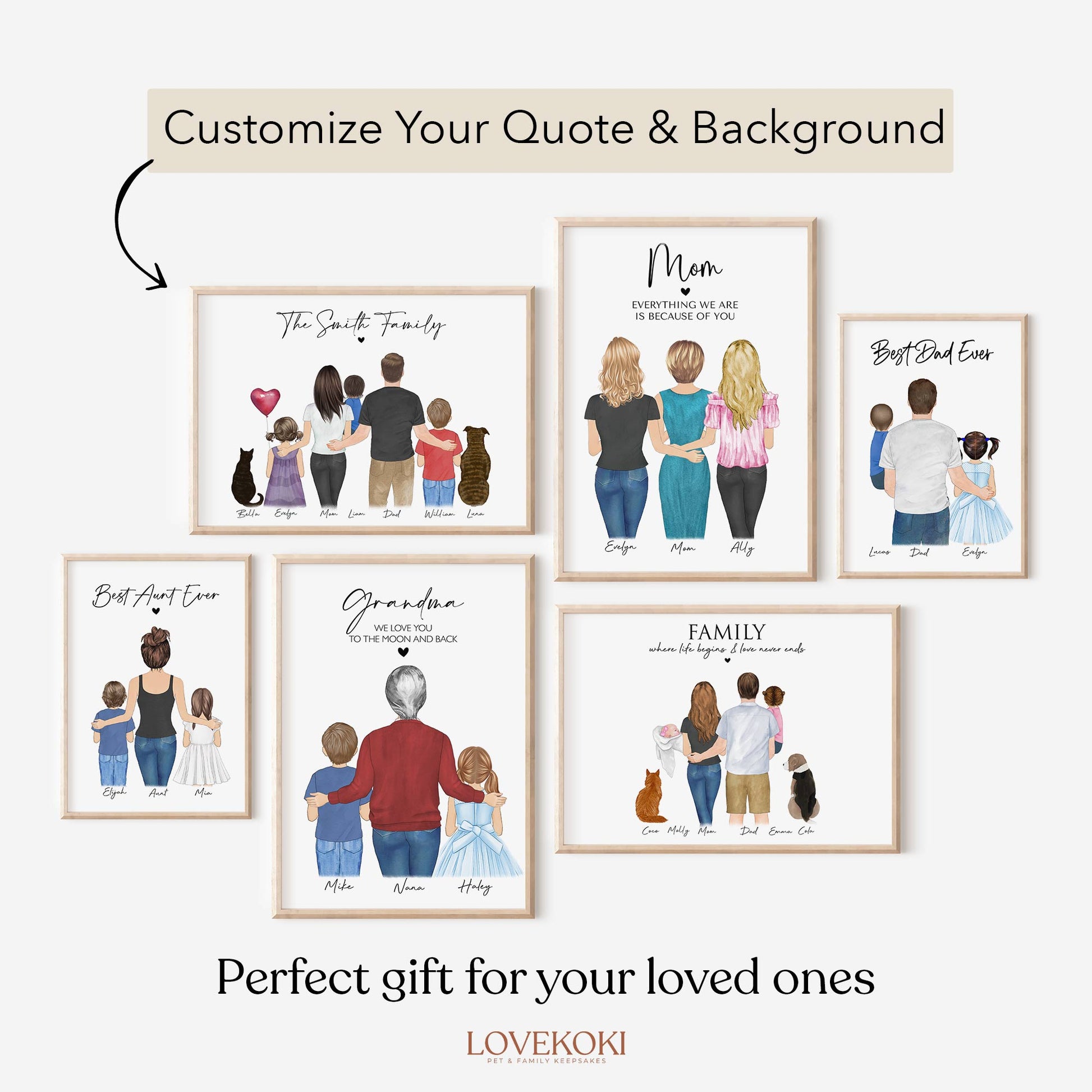 a family picture with the words, customize your quote and background