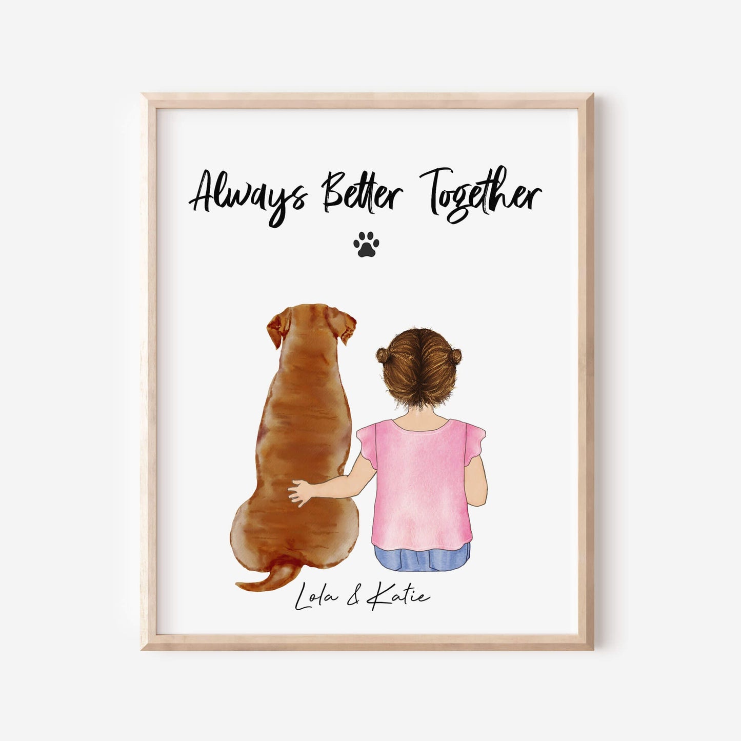 Dog and Girl Custom Portrait Wall Art