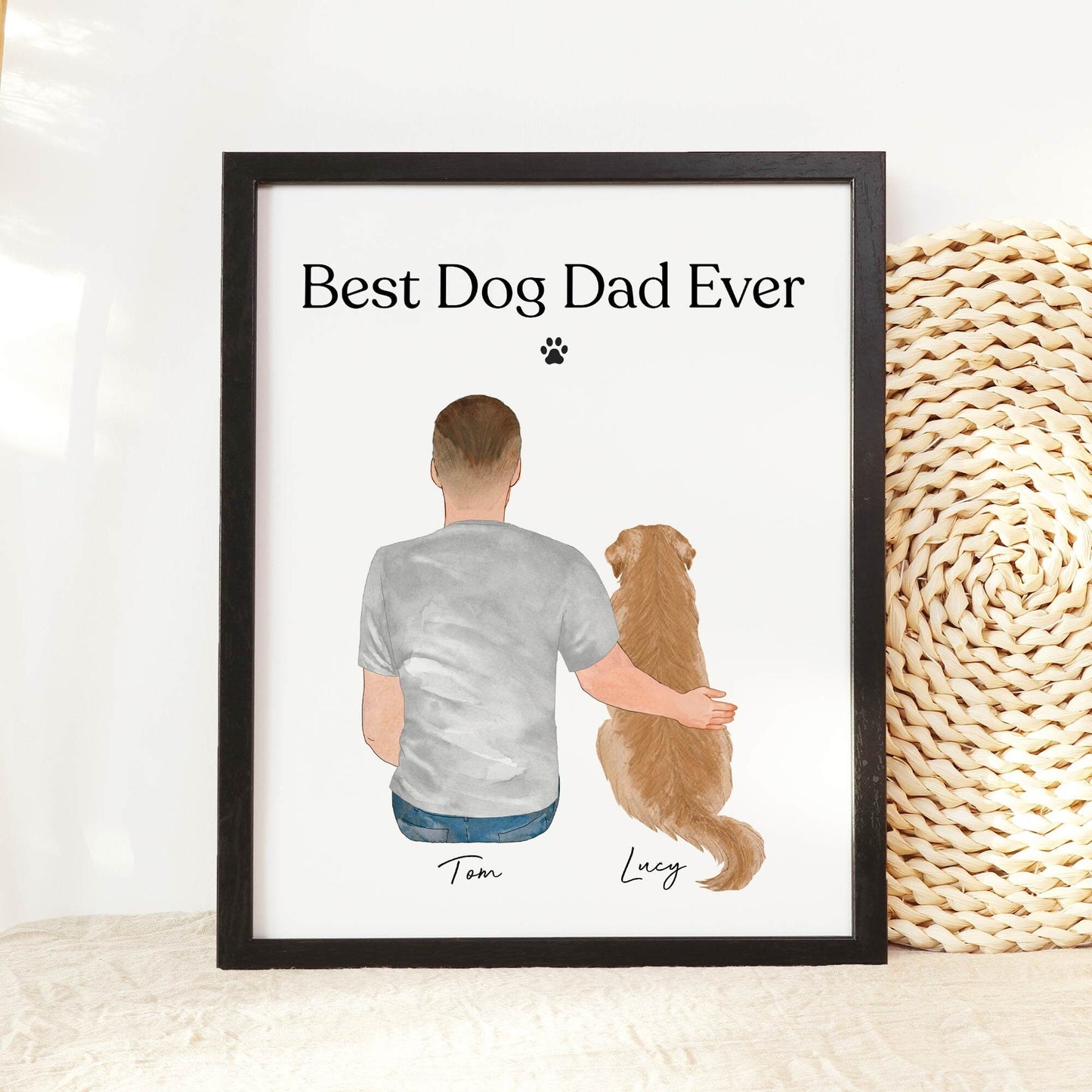 Best Dog Dad Ever Dog and Man Wall Art Print