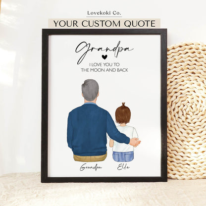 Personalized Grandpa with Grandkids Wall Art