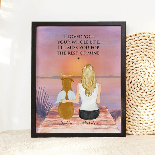 Dog and Girl Memorial Wall Art Print