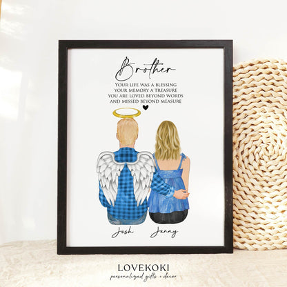 Loss of Brother Memorial Wall Art Print