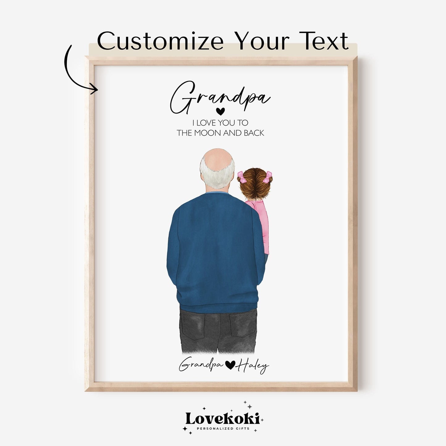 Custom Grandpa and Grandchild Portrait Illustration