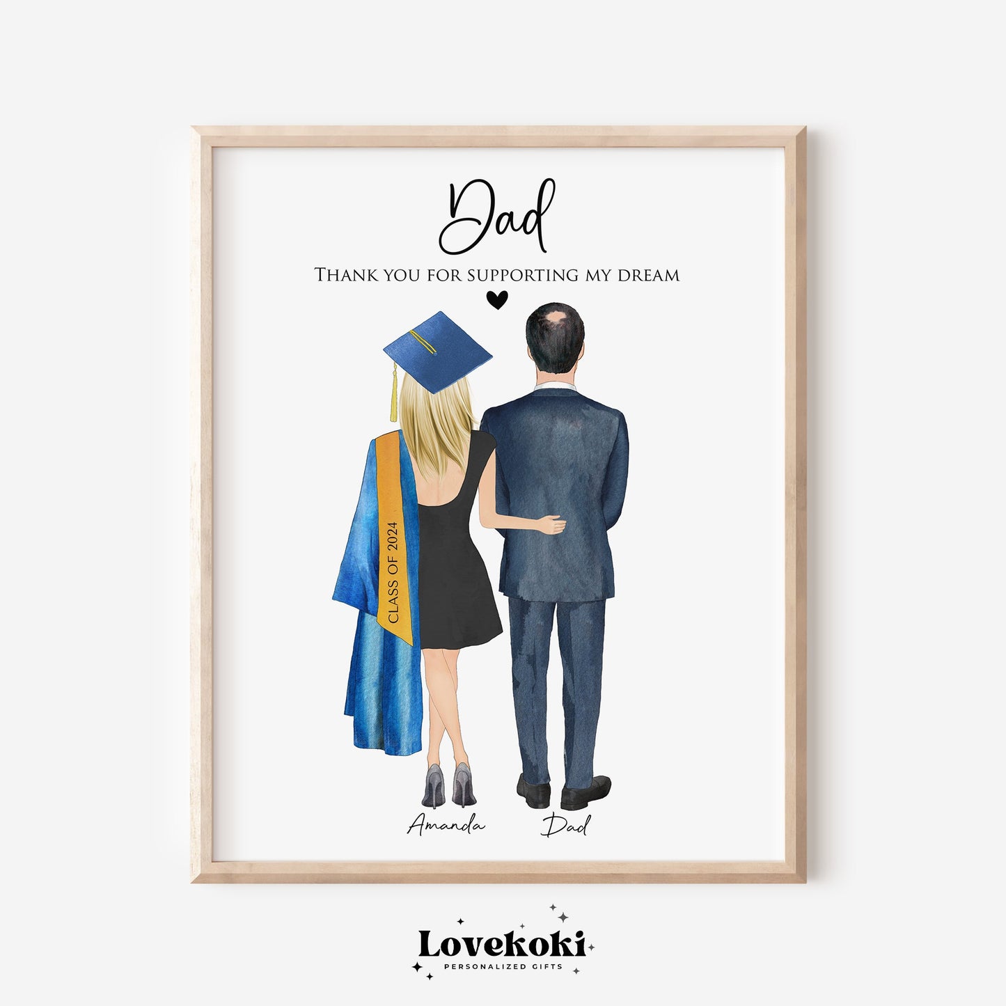 Graduate Girl Daughter with Dad Wall Art