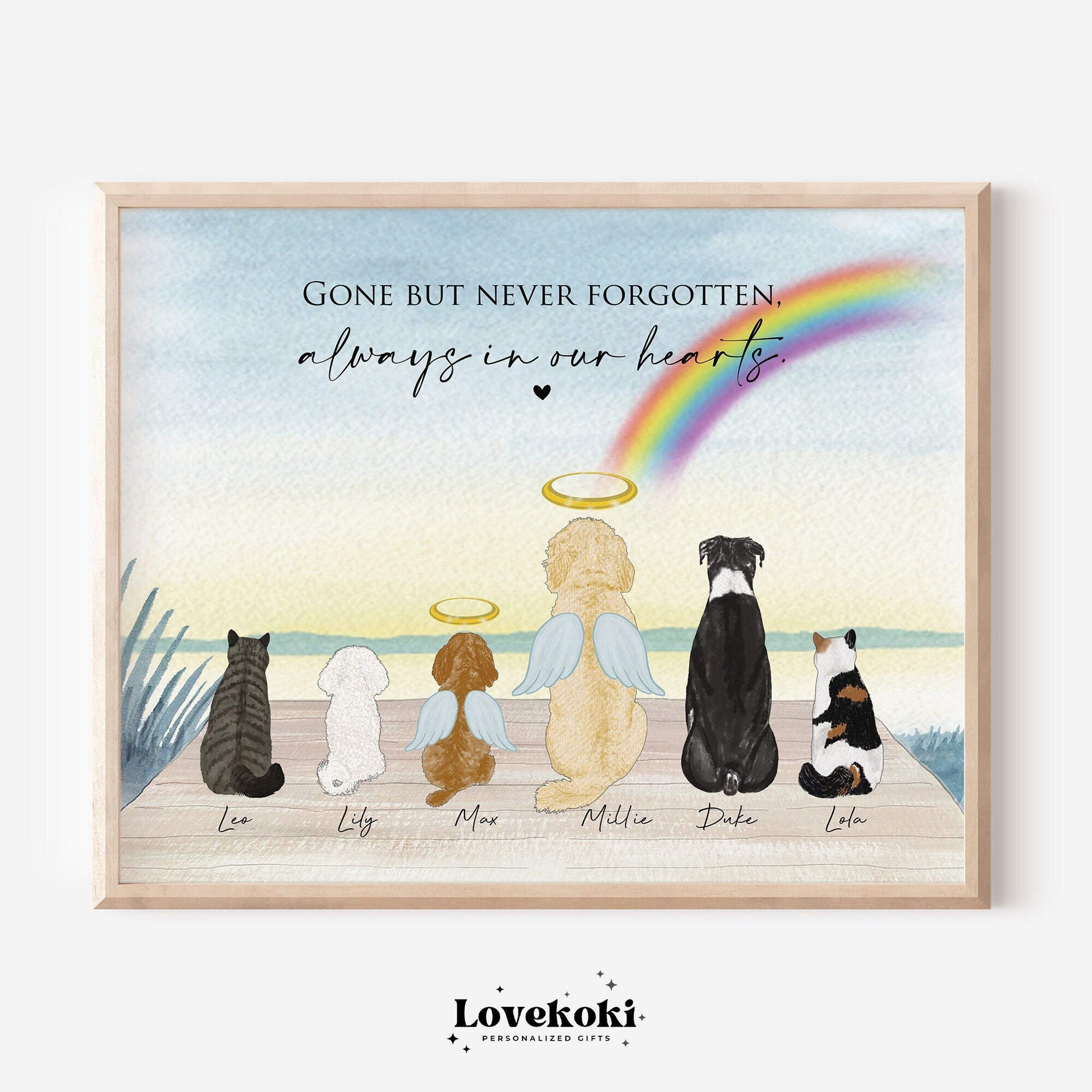 Personalized Rainbow Bridge Pet Memorial Wall Art, Dog Lovers Gift, Remembrance Print, Pet Loss Sympathy Gift, Custom Dog Print,Pet Portrait