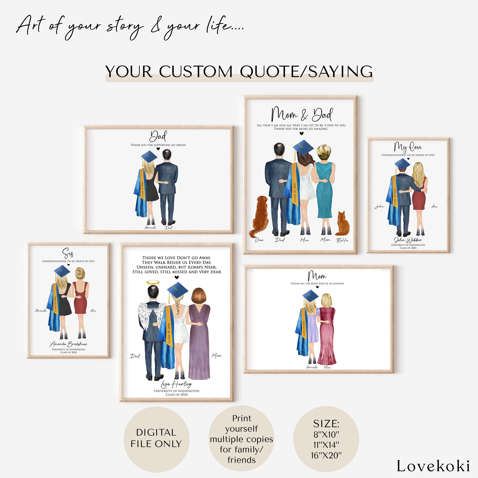 Brother Graduation Print Gifts, Big Brother Gift from sister, Custom Digital Portrait Poster, High School, College Graduation 2023 Gift