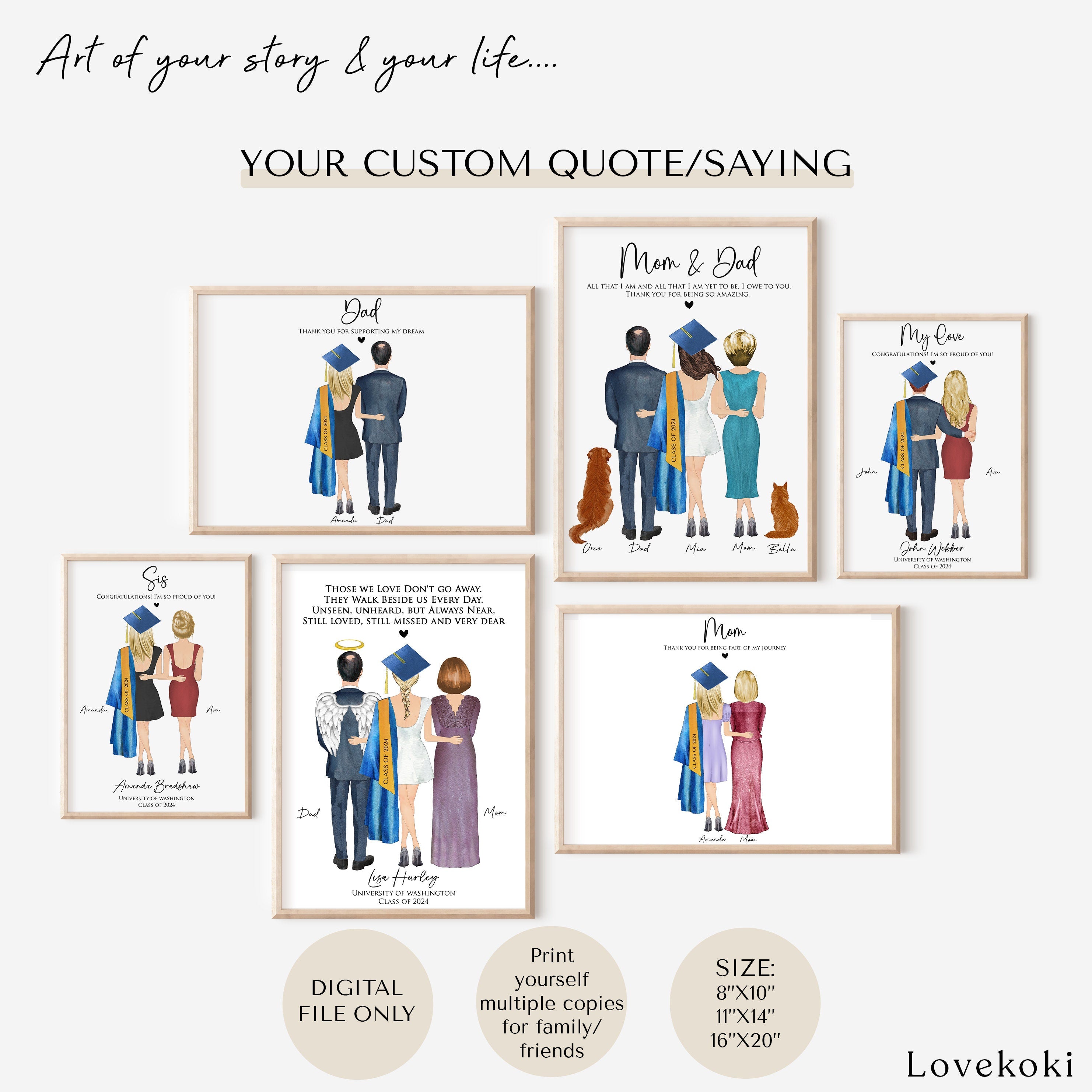 Brother Graduation Print Gifts, Big Brother Gift from sister, Custom Digital Portrait Poster, High School, College Graduation 2023 Gift