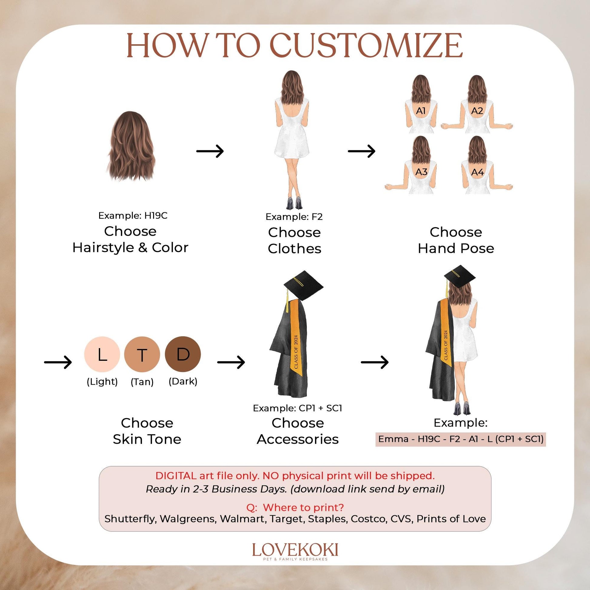 Brother Graduation Print Gifts, Big Brother Gift from sister, Custom Digital Portrait Poster, High School, College Graduation 2023 Gift