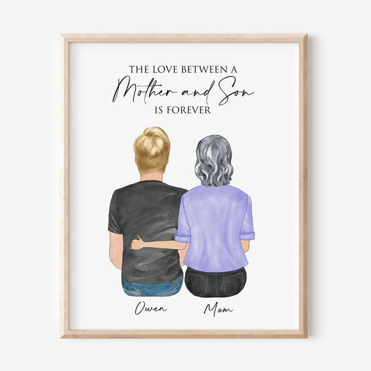 Mother and Son Custom Portrait Wall Art