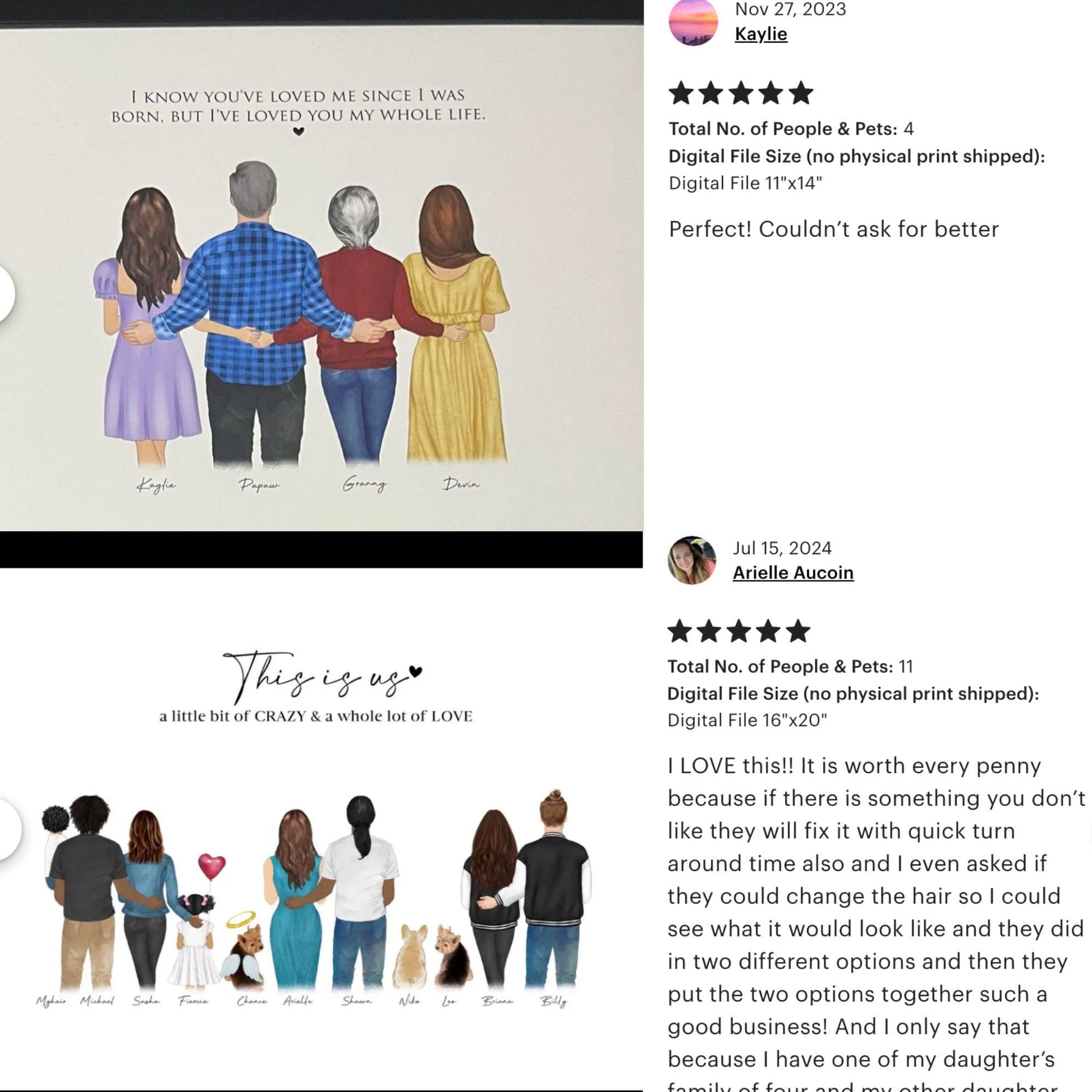 Custom Mother and Children Family Portrait Illustration