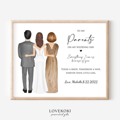 Wedding Wall Art Gift for Parents of the Bride on Wedding Day