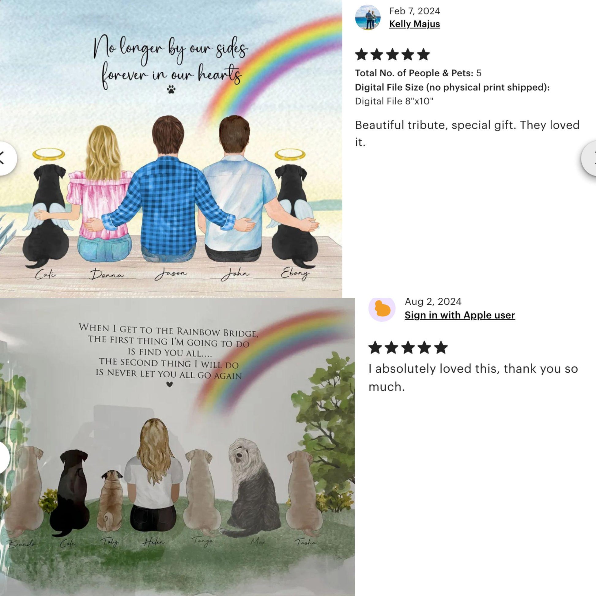 Personalized Rainbow Bridge Pet Memorial Wall Art, Dog Lovers Gift, Remembrance Print, Pet Loss Sympathy Gift, Custom Dog Print,Pet Portrait