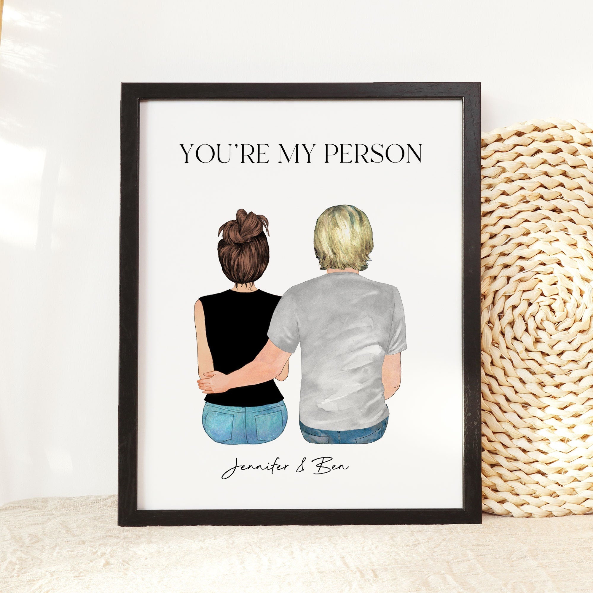 Custom Couple Portrait Wall Art, Birthday Gift for Boyfriend, Couple Print, Anniversary wedding Engagement Gift for him Husband