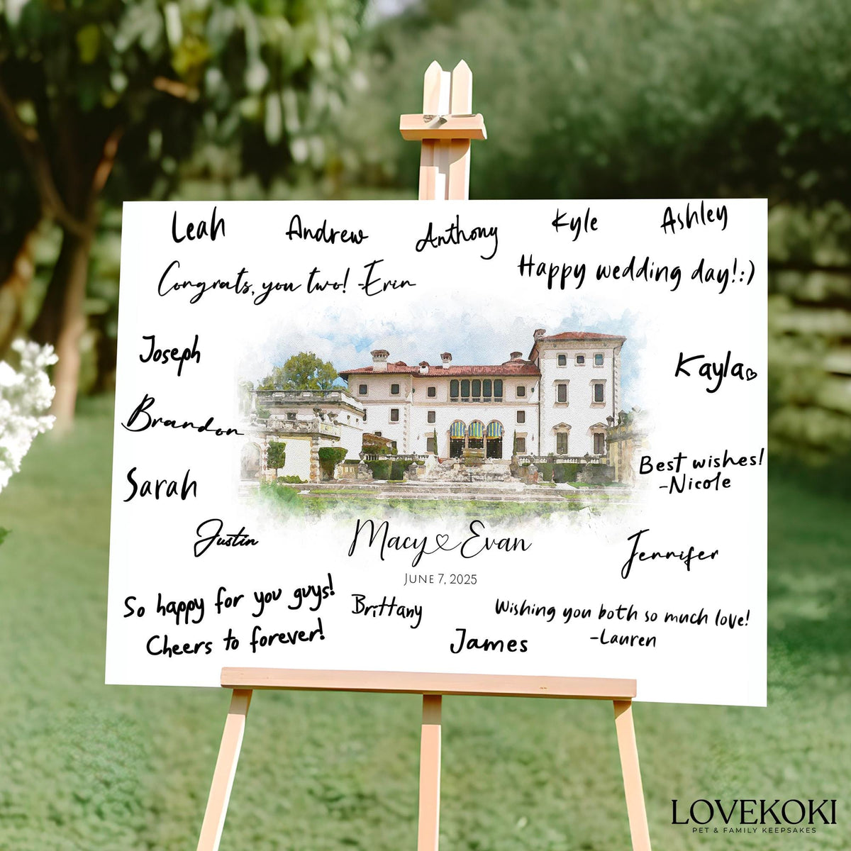 Custom Wedding Venue Guest Book | Watercolor Illustration Gift