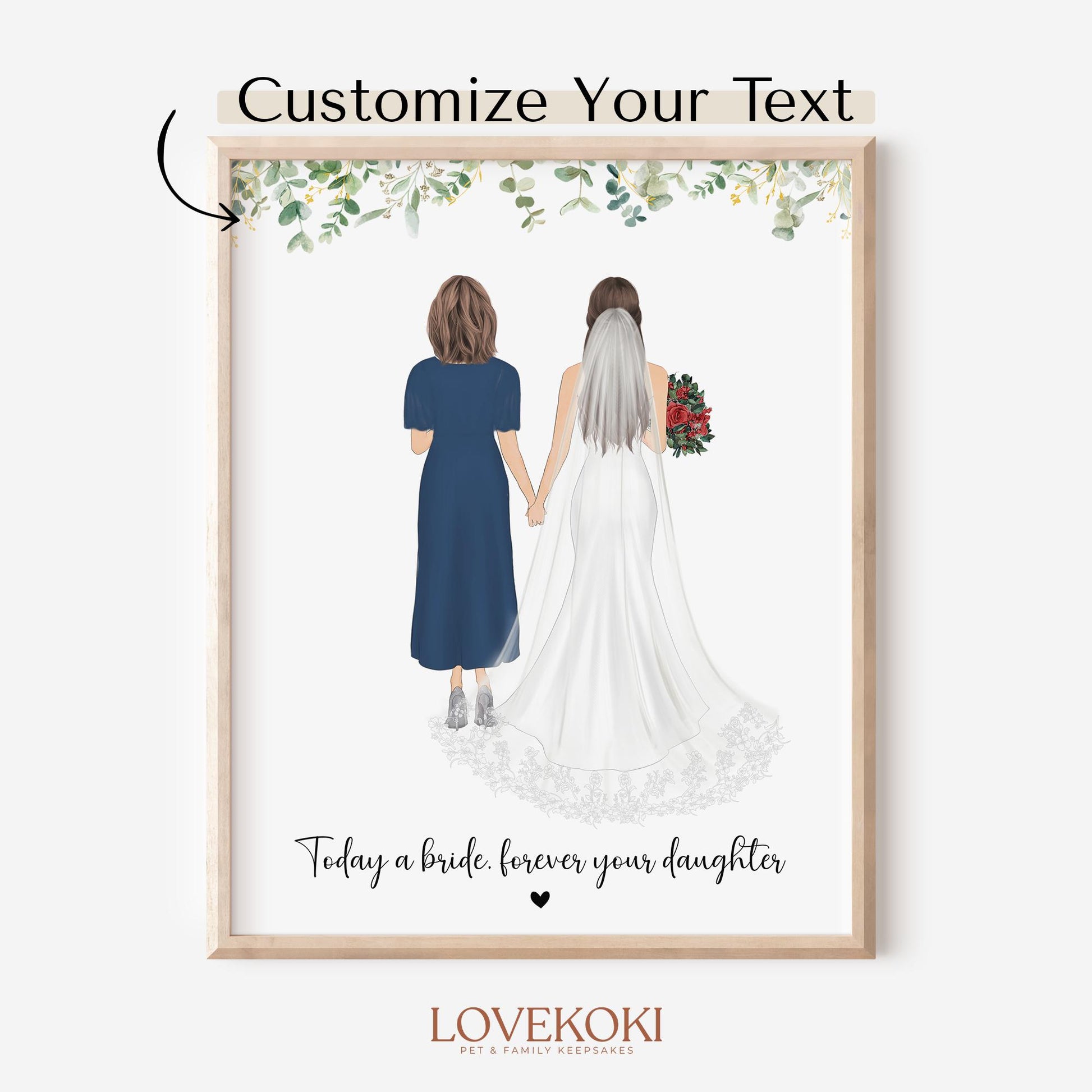Customize Gift for Mother of Bride, Wedding Prints, Mother of the Bride Portrait, Wedding Drawing Paintings, Personalized Mom Wedding Gift