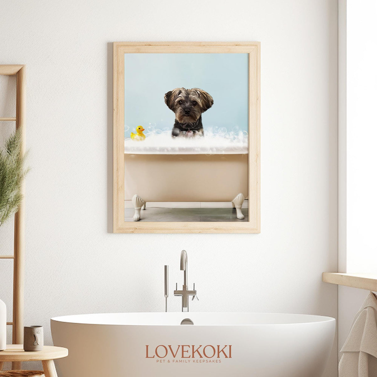 Funny Mothers Day Gift for Dog Mom Cat Mom, Dog in Bathtub Portrait from Photo, Custom Pet Bathroom Art, Personalized Digital Print